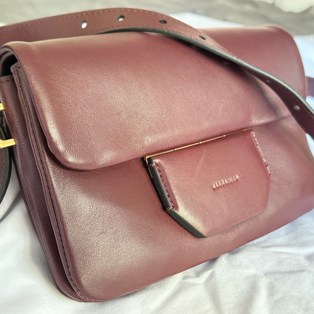 All Saints Dark Red Leather Shoulder Bag